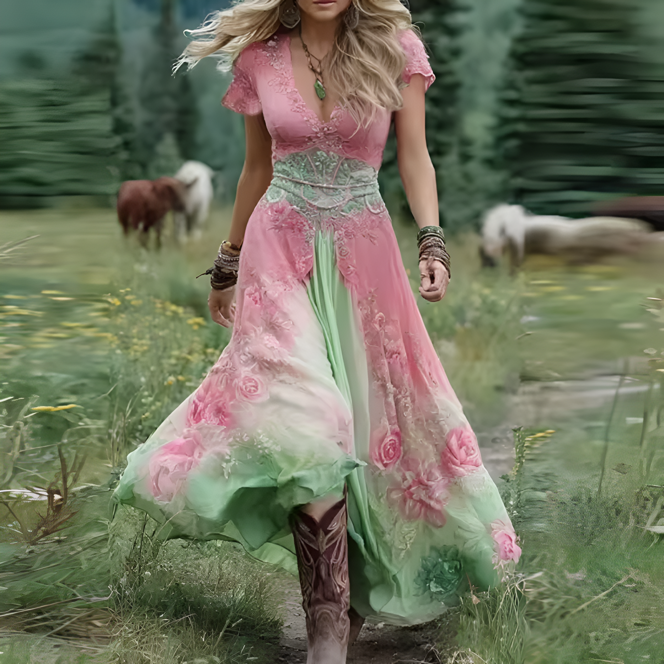 Caitríona - Elegantní květinové šaty