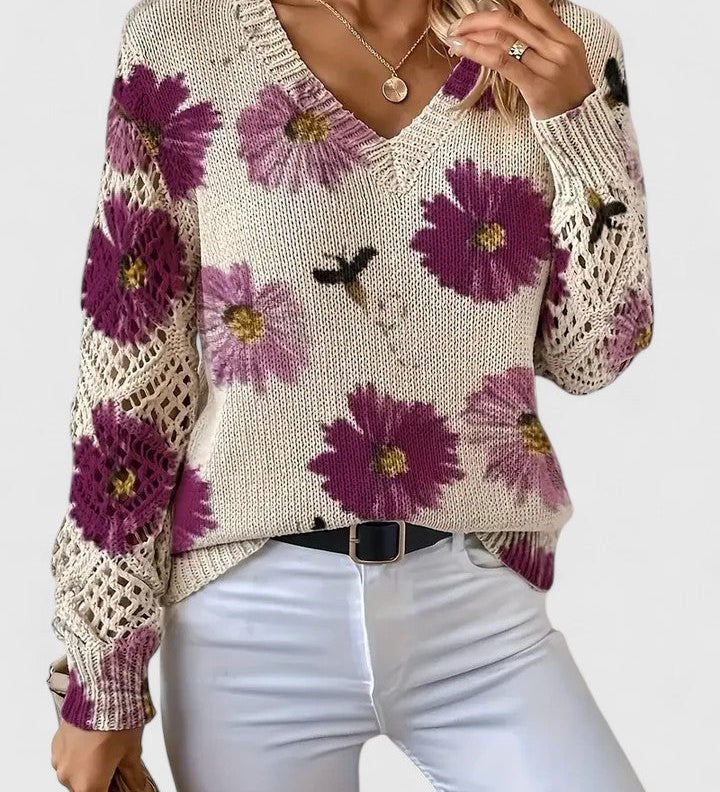 Dajana | Elegantní svetr s květinovým vzorem