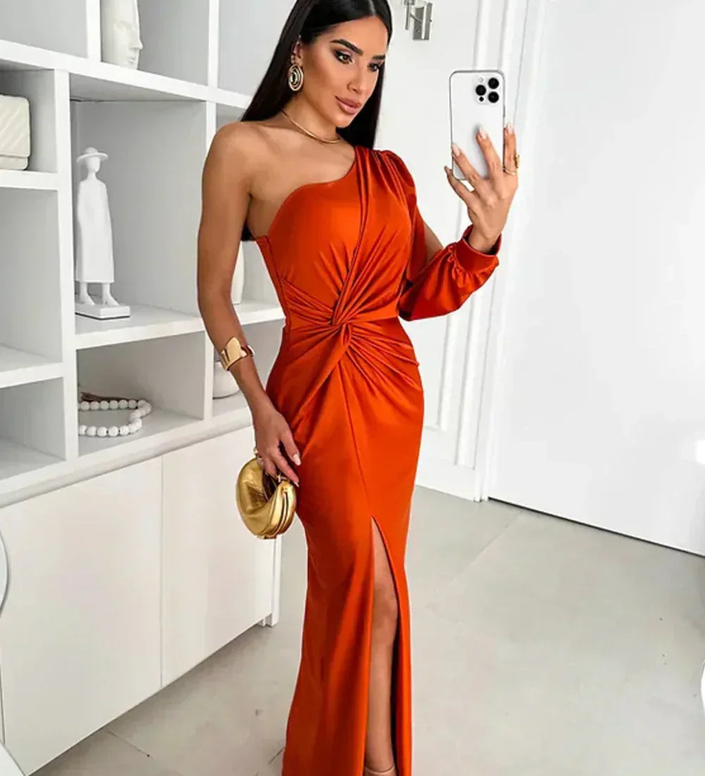 Magdalena – Elegantní maxi šaty na jedno rameno